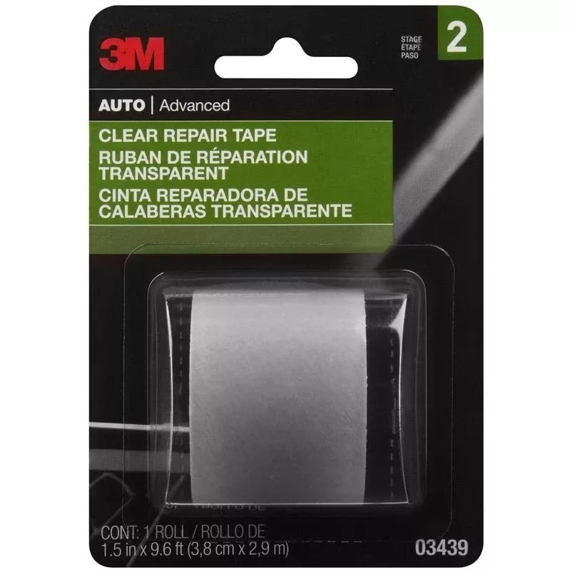 03439 Transparent Repair Tape – 115" Length, 1.5" Wide, Stretchable Backing