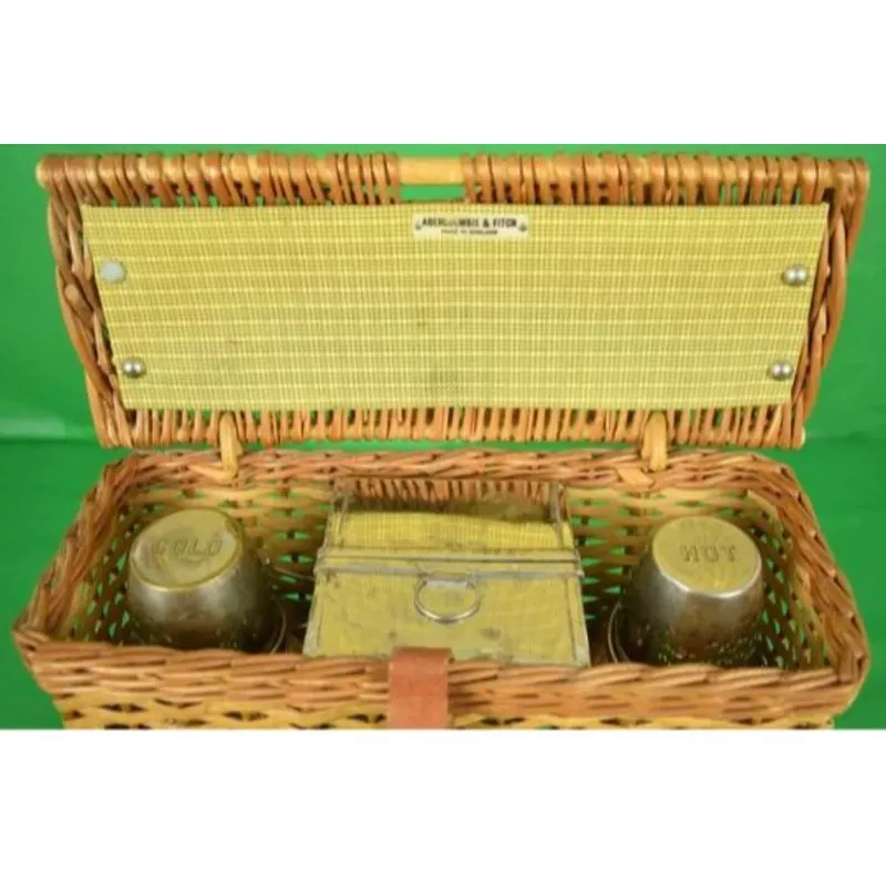 “Abercrombie & Fitch English Wicker Hamper w/ Hot & Cold Thermos & Sandwich Tin” (SOLD)