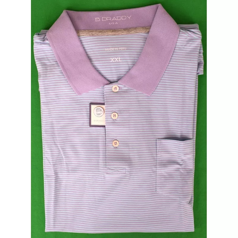 “B. Draddy Purple/Blue S/S Stripe Golf Shirt” Sz: XXL (NWT)