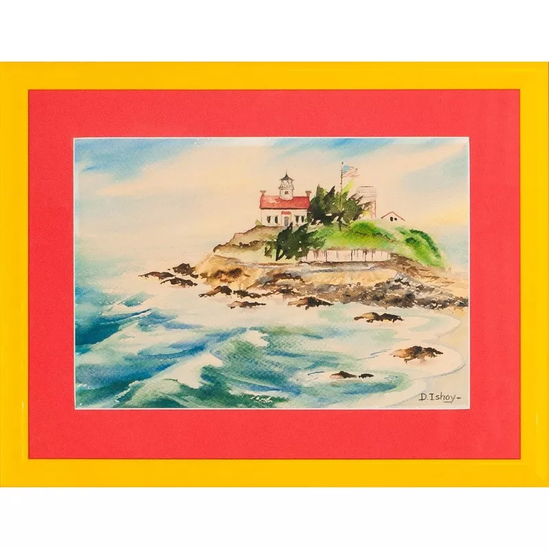 “Battery Point/ Crescent City Lighthouse” Watercolor by Dorothy Ishoy (1919-2021)
