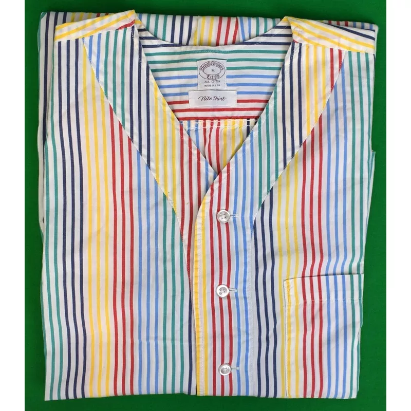 “Brooks Brothers Multi Fun Stripe c1980s Nite Shirt” Sz M
