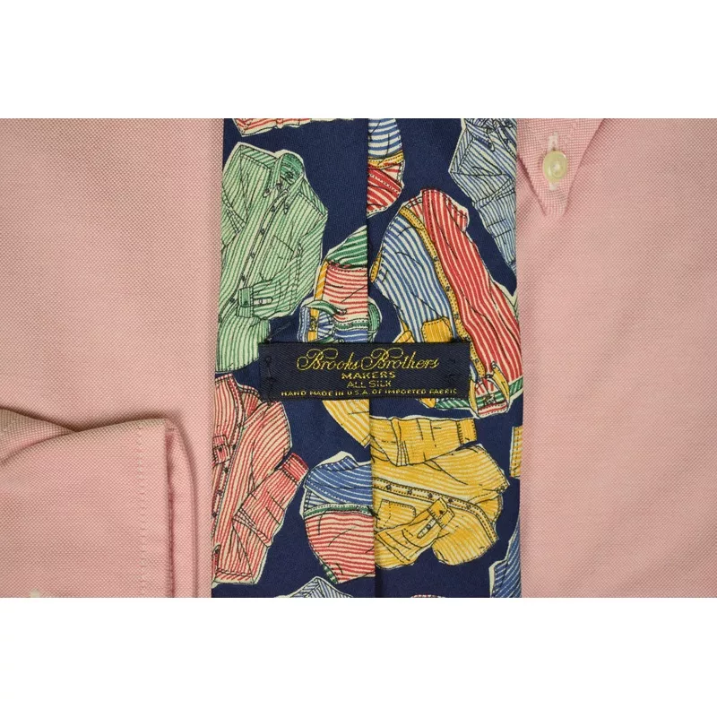 “Brooks Brothers Navy ‘Fun Shirt’ Print Silk Tie”