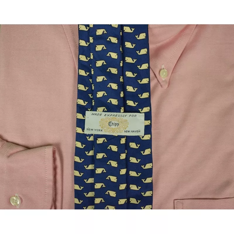 “Chipp Navy Silk Whale Club Tie”