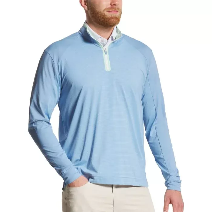 FootJoy TempoSeries Mixed Texture Mid-Layer Golf Pullover - Blue Jay