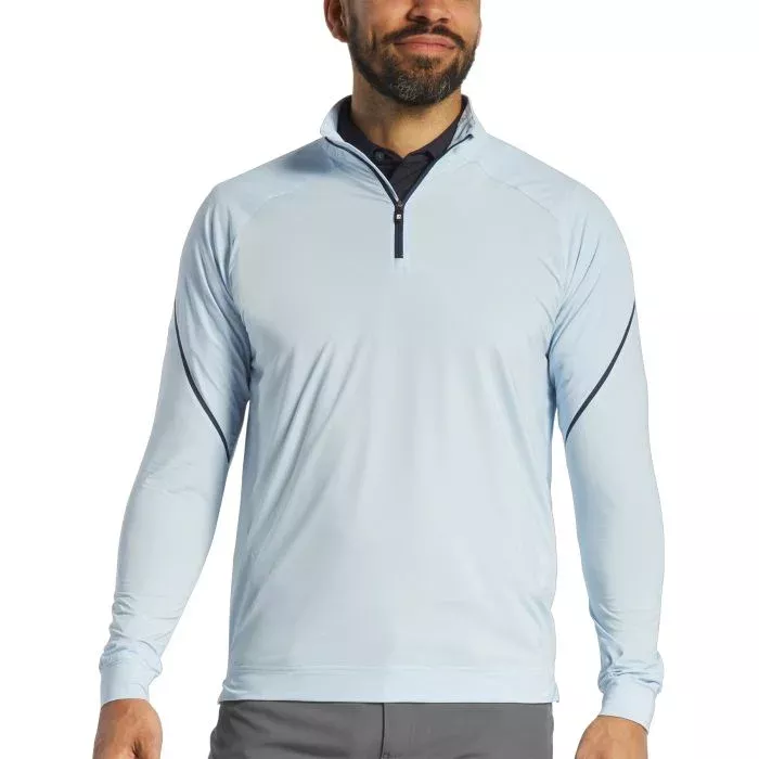 FootJoy TempoSeries Tech Mid-Layer Golf Pullover - Light Blue