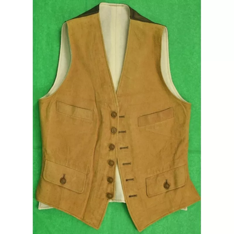 ‘Louis English Suede Waistcoat w/ Fox-Mask Buttons’ Sz: 38″ Sm
