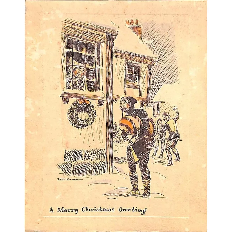 “A Merry Christmas c1920s Greeting Card Drawn by Paul Brown”