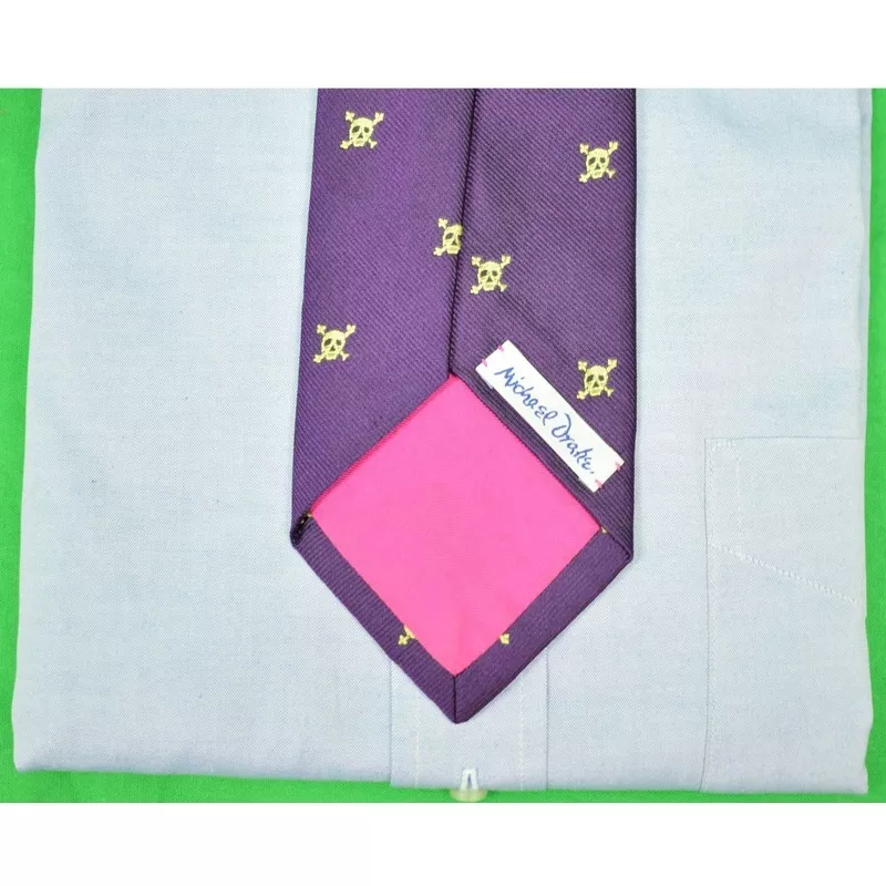 “(Michael) Drake’s English Purple Silk w/ Lime Skull & Crossbones Club Tie