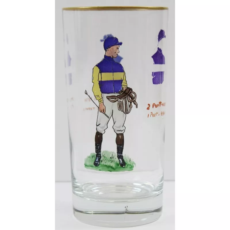 ‘Set of 6 Hand-Painted Jockey Highball Glasses’