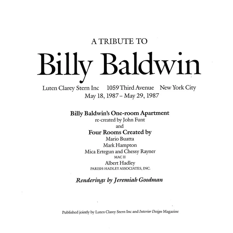 “A Tribute To Billy Baldwin” 1987