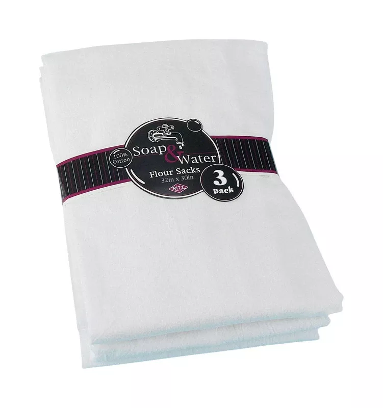 White Cotton Solid Flour Sack Towel 3 Pk