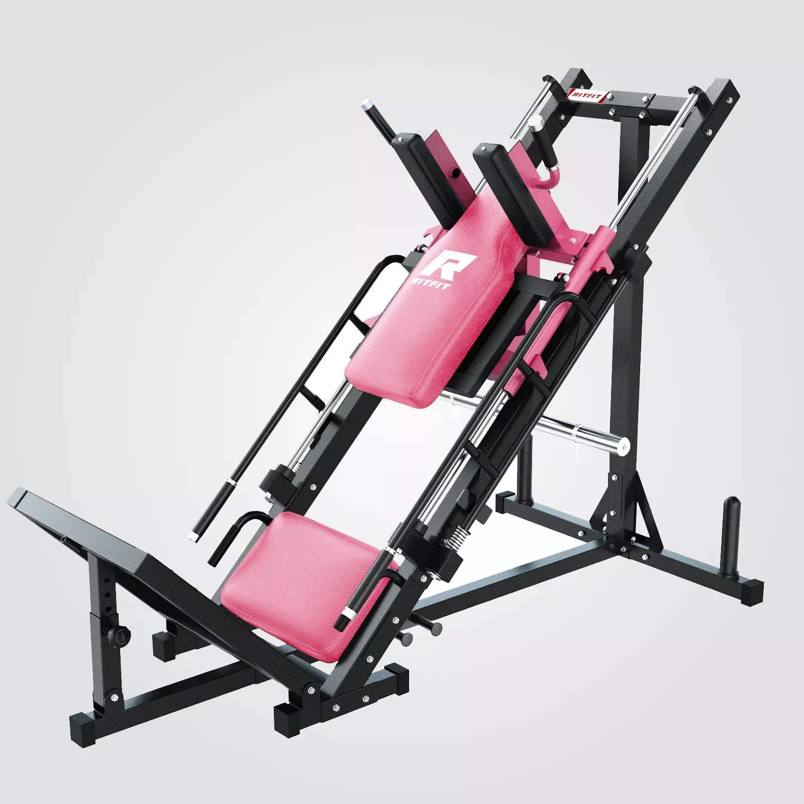 ZoomRitFit BLP01 45 Degree 3-In-1 Leg Press Hack Squat and Calf Raise Machine - Pink