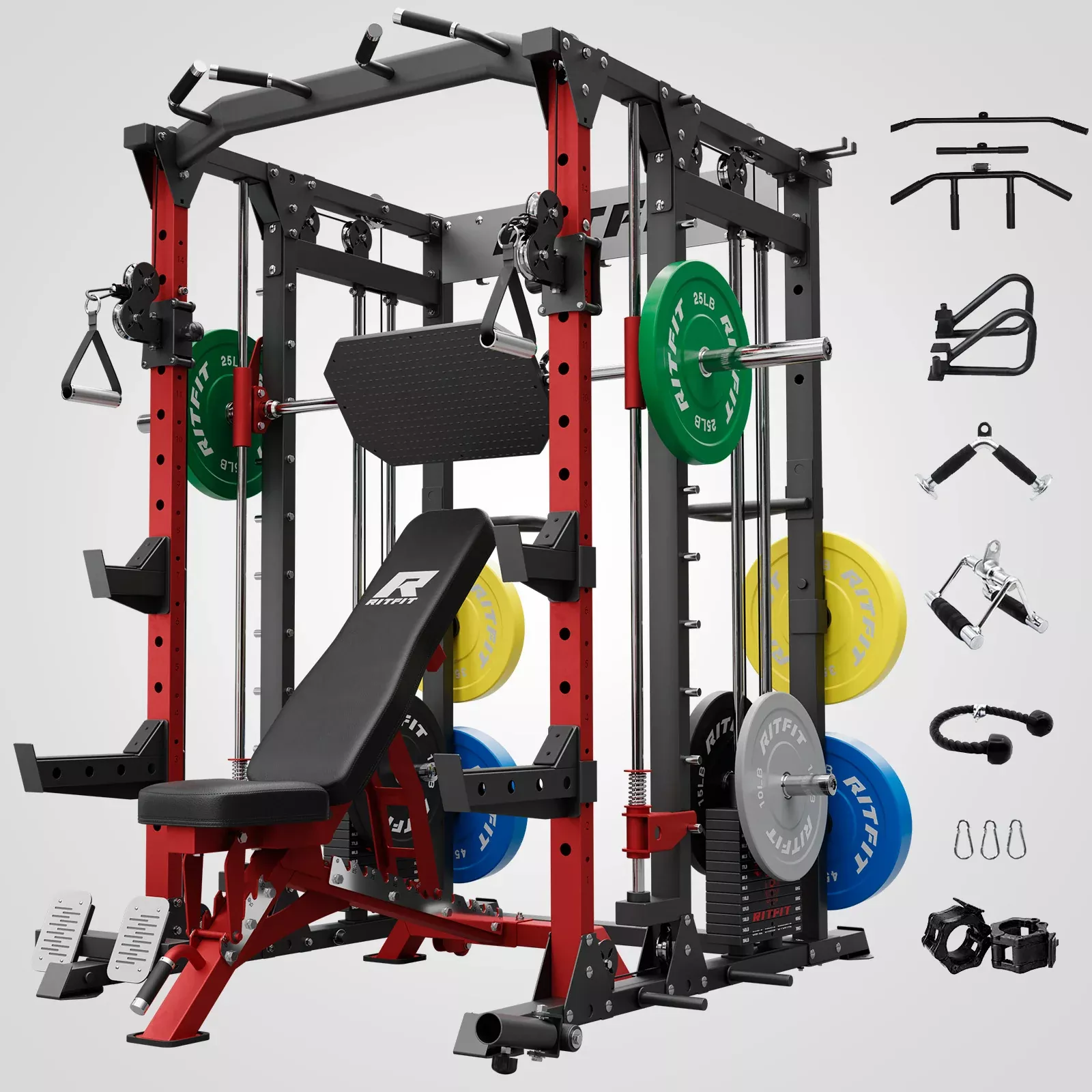 ZoomRitFit BUFFALO Smith Machine Home Gym Package with Weight Stack
