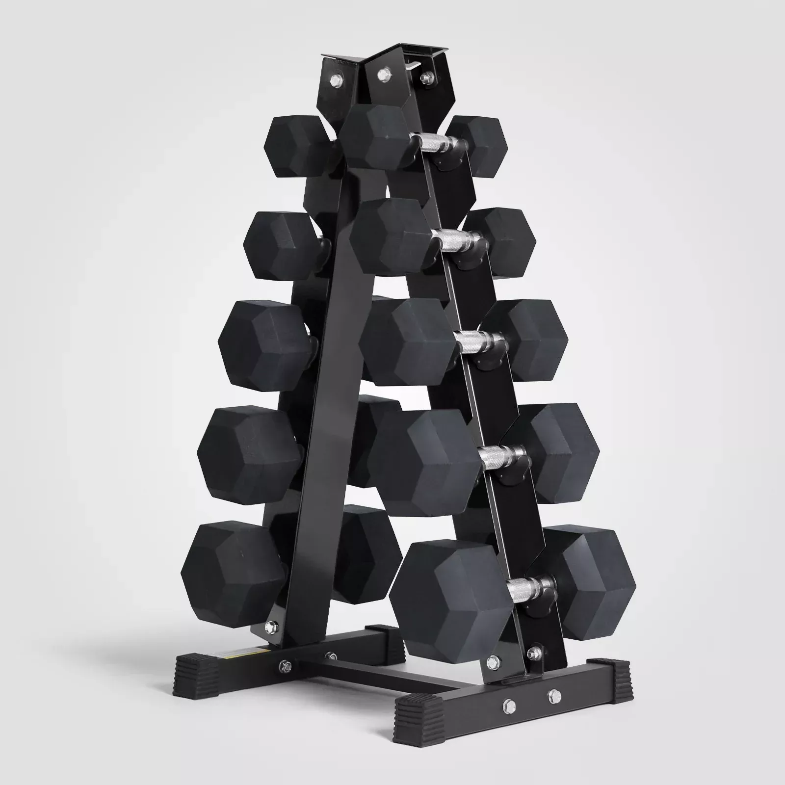 ZoomRitFit Rubber Hex Dumbbells Set with Rack 60LB-300LB