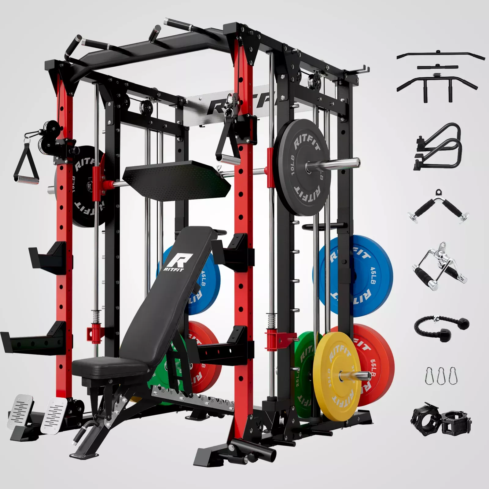 ZoomView in your spaceBestsellerRitFit BUFFALO Smith Machine Home Gym Package with Lat Pull Down and Cable Crossover