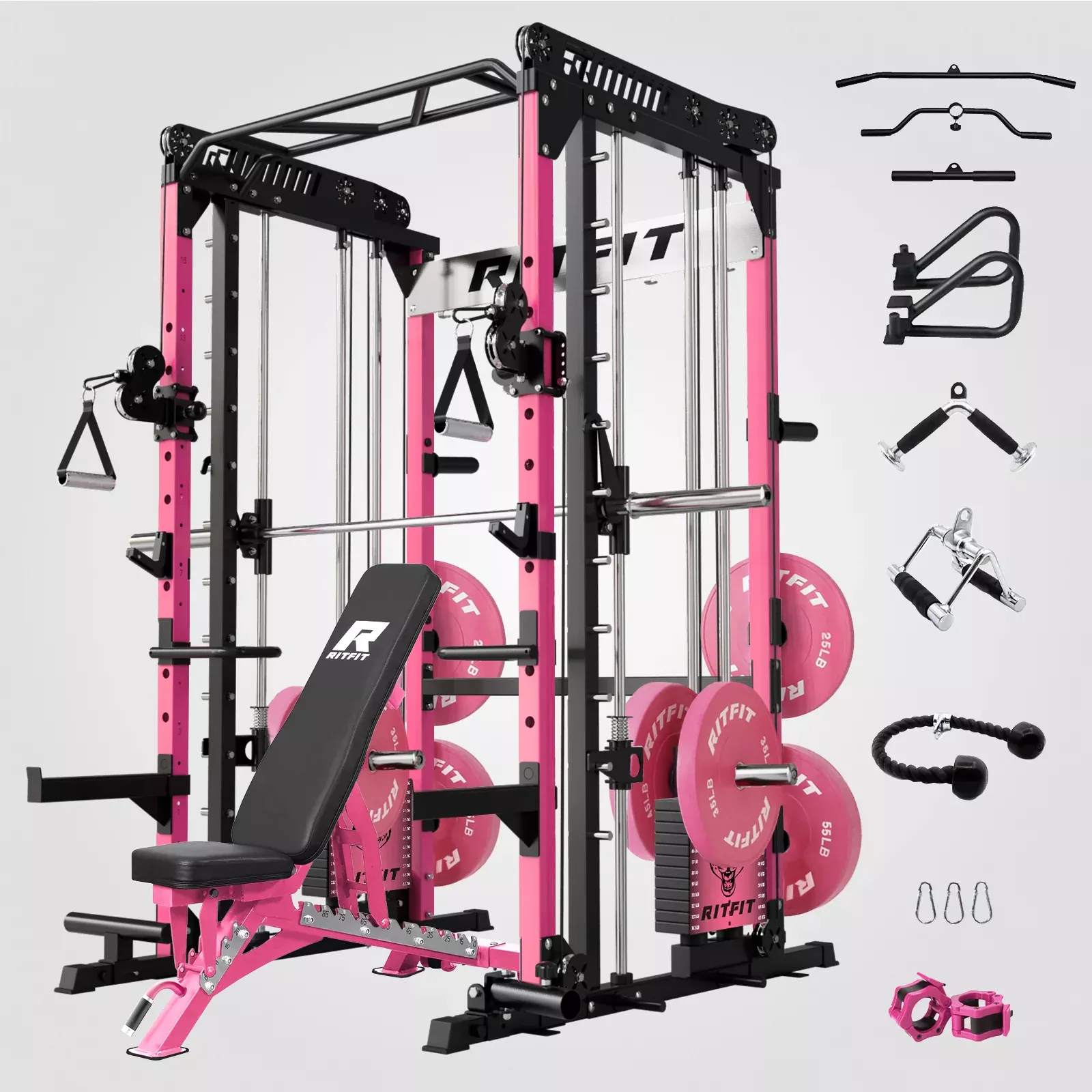 ZoomView in your spaceRitFit Pink M1 PRO Multi-Functional Smith Machine Home Gym Package